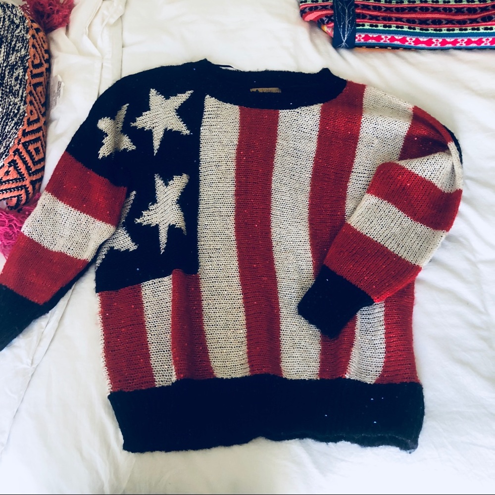 LF Katsumi American flag sequin sweater
